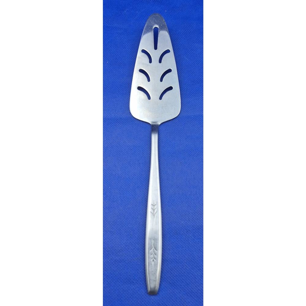 Vintage Japan Stainless Steel Pie Server Leaf Sprig 10"